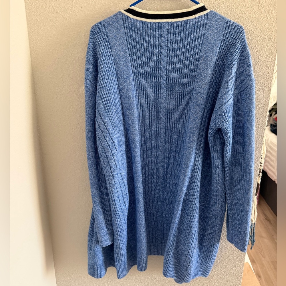 Talbots Blue Cardigan with Black and White Accents - Picture 10 of 12